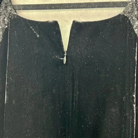 NWT Talbots Festive Black Velvet Sequin Sleeves V-Neck Midi Dress 14P Holidays - Picture 7 of 14